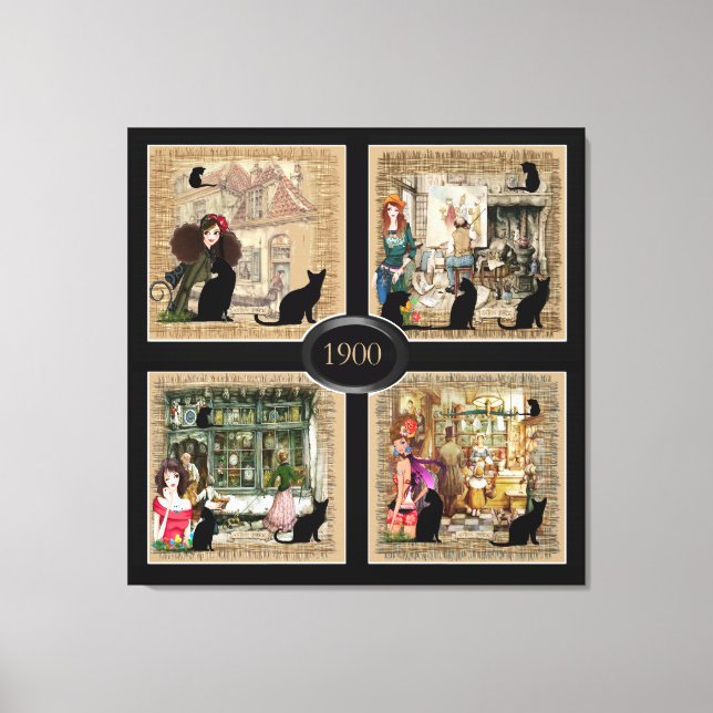 Impressão Em Tela Quatro vezes Anton Pieck (Frente)