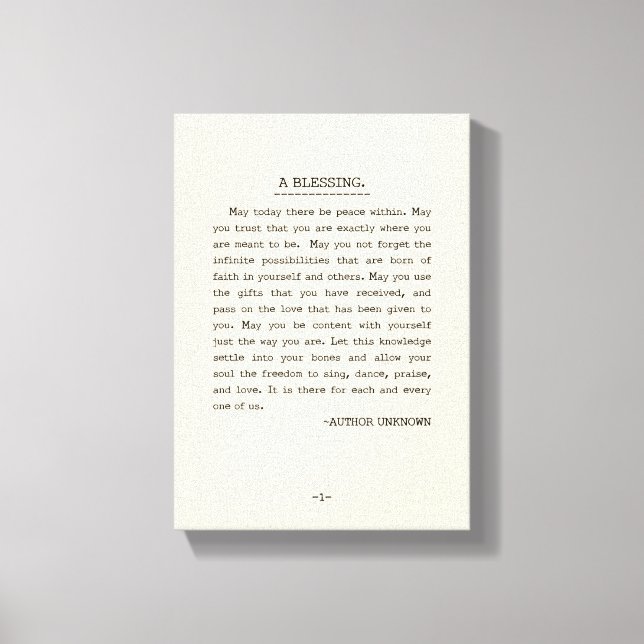 Impressão Em Tela Que hoje haja paz no interior (Frente)