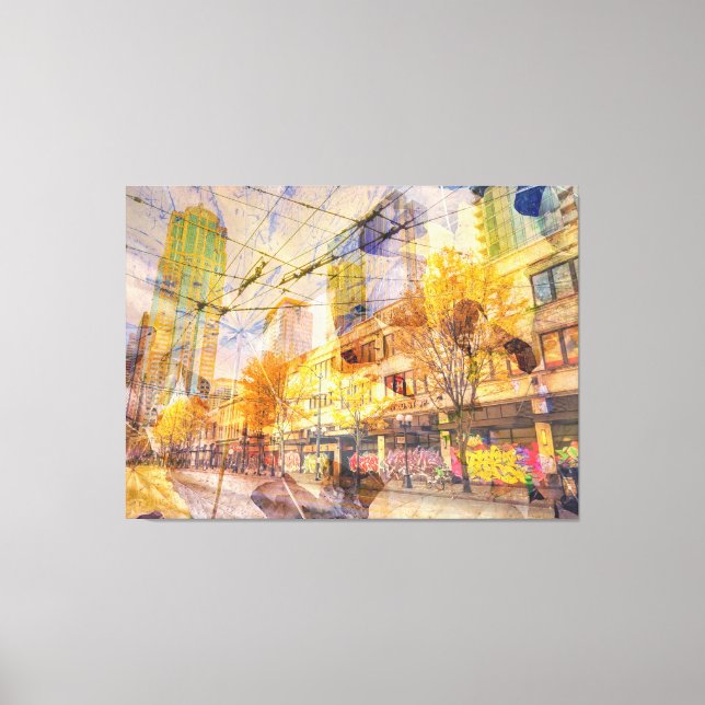 Impressão Em Tela Queda na Abstrato de cidade (Frente)