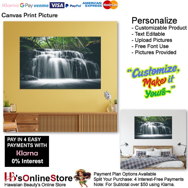 Impressão Em Tela Quedas de Água Natureza Relaxamento Casa Imagem C (Waterfalls Nature Relax Home Office Canvas Print Picture 3.)