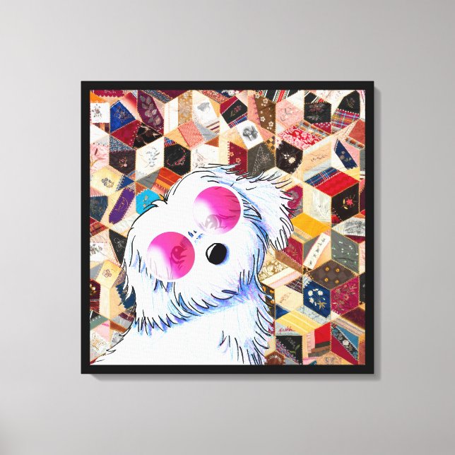 Impressão Em Tela Quilt Louco do KiniArt Maltês (Frente)