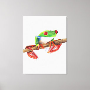Impressão Em Tela Rã-arbórea rã árvore ilustração desenho animal fof