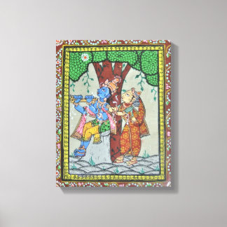 Impressão Em Tela Radha Krishna ama Arte Pattitra Indiana Tribal