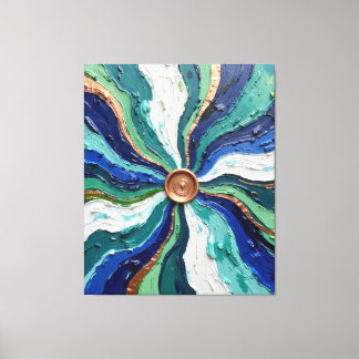Impressão Em Tela Radiant Abstract Swirl Art – Teal, Blue & Gold Tex