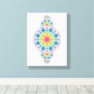Impressão Em Tela Rainbow Floral Fountain Dot Ornamental Mandala