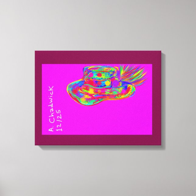 Impressão Em Tela Rainbow Floral Fur Feathered Hat (Frente)