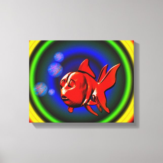 Impressão Em Tela Rainbow Hues Cute Abstrato Goldfish (Frente)