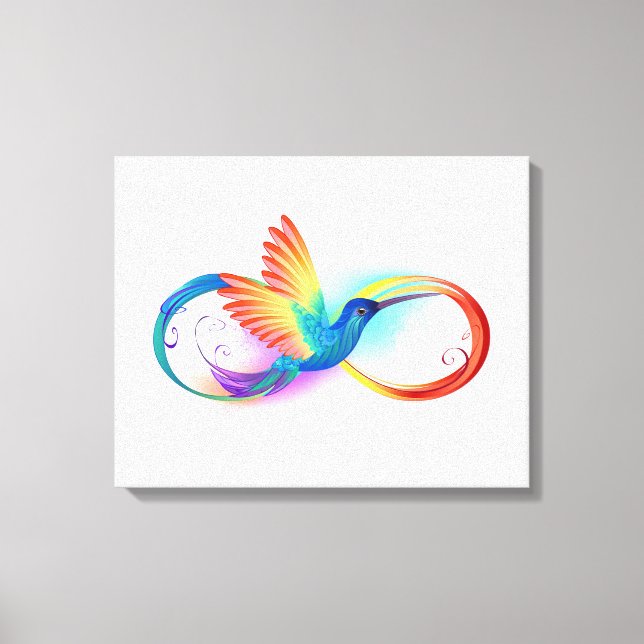 Impressão Em Tela Rainbow Hummingbird with Infinity symbol (Frente)