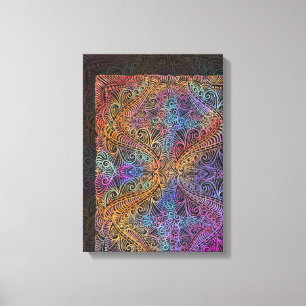 Impressão Em Tela Rainbow Kaleidoscope Mandala
