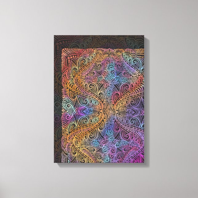 Impressão Em Tela Rainbow Kaleidoscope Mandala (Frente)