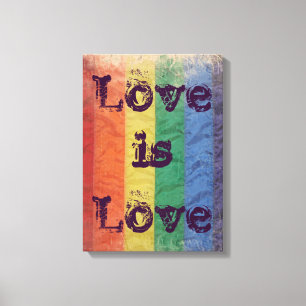 Impressão Em Tela Rainbow LGBT Flag Love is Love Wall Art