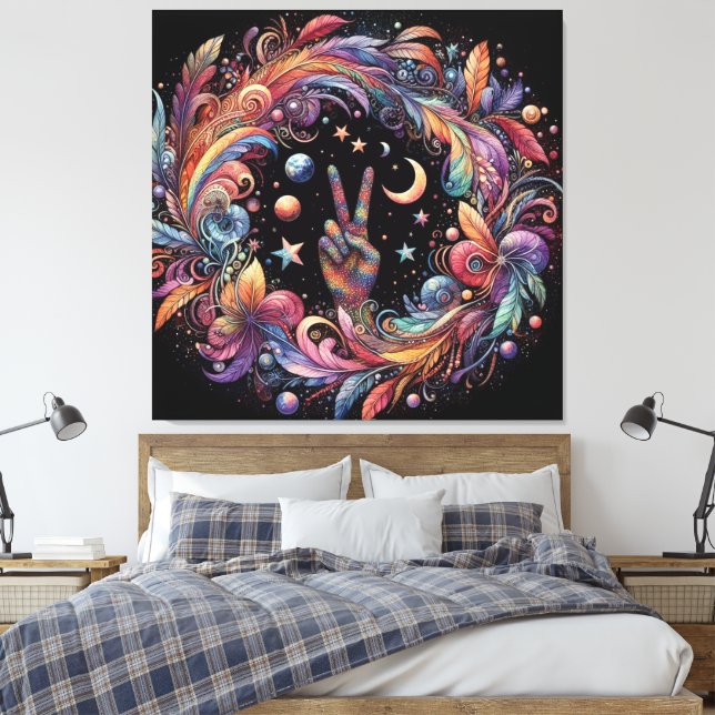 Impressão Em Tela Rainbow Peace (Insitu(Quarto))