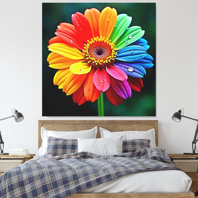 Impressão Em Tela Rainbow Petal Flower Art (Insitu(Quarto))
