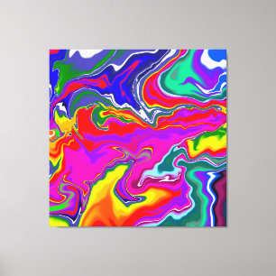 Impressão Em Tela Rainbow River Fluid Art