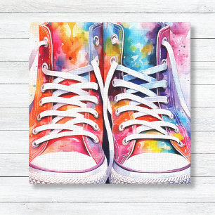 Impressão Em Tela Rainbow Sneakers Watercolor