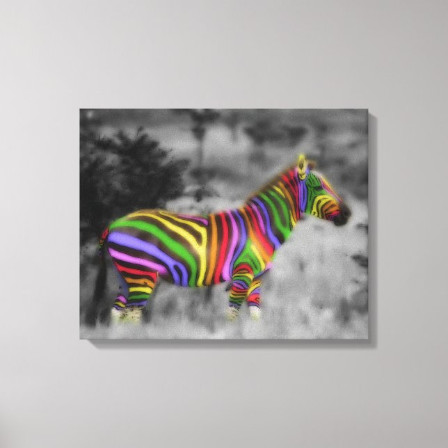 Impressão Em Tela Rainbow Zebra (Frente)