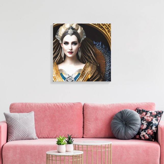 Impressão Em Tela Rainha Barroca Elegante (Insitu(Sala de estar))