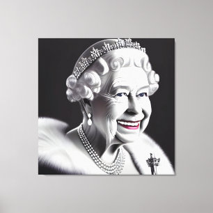 Impressão Em Tela Rainha Coroada Sorrindo, Rainha Elizabeth Wall Art