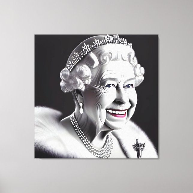 Impressão Em Tela Rainha Coroada Sorrindo, Rainha Elizabeth Wall Art (Frente)