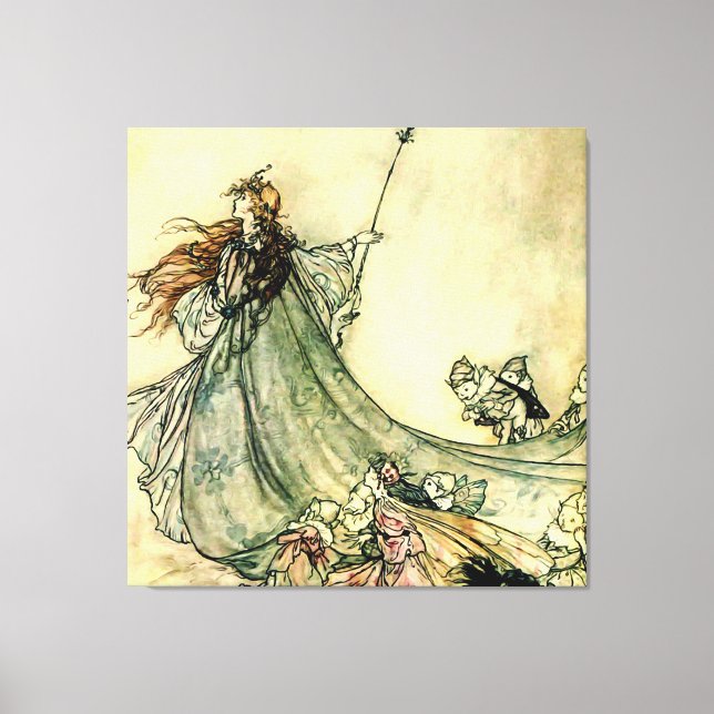 Impressão Em Tela "Rainha das Fadas" por Arthur Rackham (Frente)