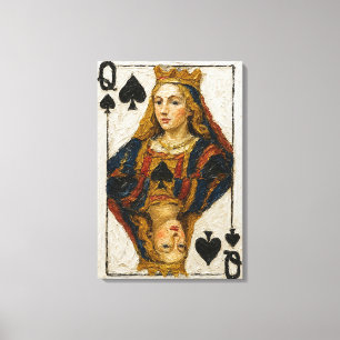 Impressão Em Tela Rainha de Espadas Pintura a Óleo