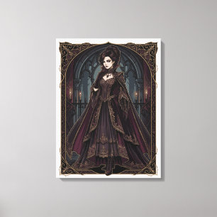 Impressão Em Tela Rainha Gótica Elegante Arte Sombria Vitoriana – Fa