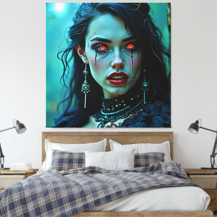 Impressão Em Tela Rainha Vampira: Arte de Sedução Sombria
