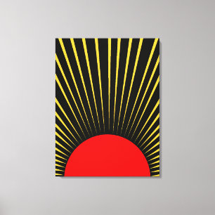 Impressão Em Tela Raios do Sol na moda Vermelho e Amarelo