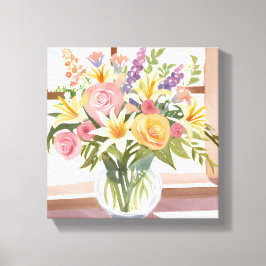 Impressão Em Tela Ramalhete de Flores de Primavera | Aquarela Floral
