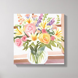 Impressão Em Tela Ramalhete de Flores de Primavera | Aquarela Floral