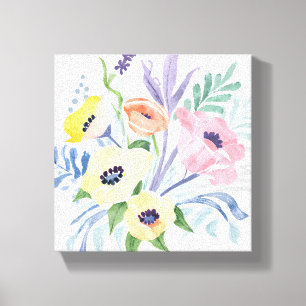 Impressão Em Tela Ramalhete de Flores de Primavera   Aquarela Floral