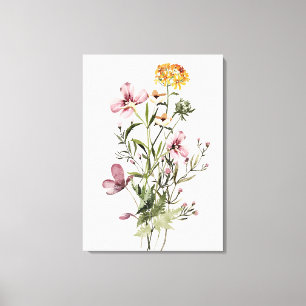 Impressão Em Tela Ramalhete de Flores Silvestres Aquarela #1