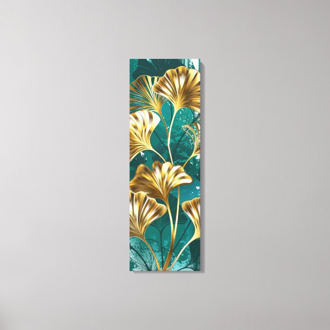 Impressão Em Tela Ramificação com Ouro deixa Ginko Biloba (Frente)