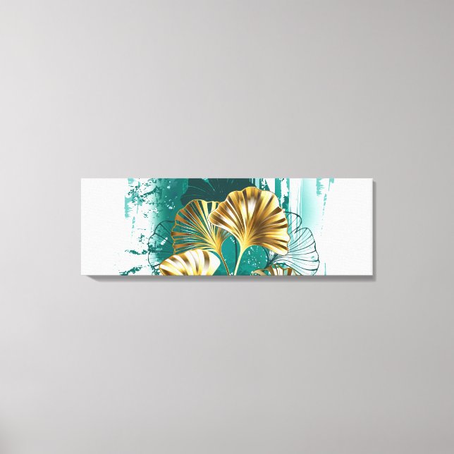 Impressão Em Tela Ramificação com Ouro deixa Ginko Biloba (Frente)