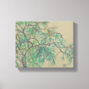 Impressão Em Tela "Ramificação de pinheiro", desenho pastel em tons 