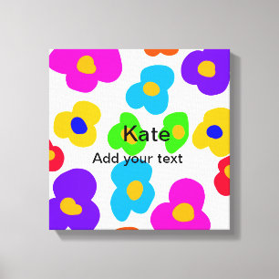 Impressão Em Tela Ramo de flor de arco-íris amor adicionar nome text