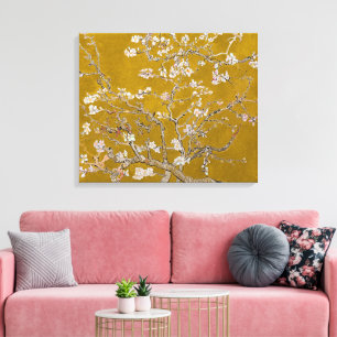 Impressão Em Tela Ramos de Amendoeira em Flor (Dourado)   Van Gogh  