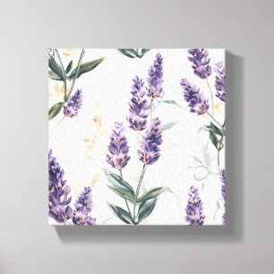 Impressão Em Tela Ramos de Lavanda Aquarela Botânica Floral Roxa