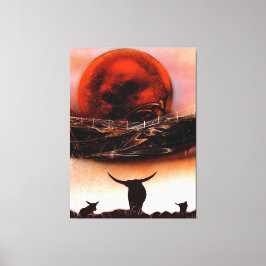 Impressão Em Tela Ranch Rustic Longhorn