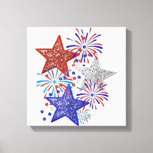 Impressão Em Tela Rapariga 4 de julho Mulheres Vermelhas White Blue 