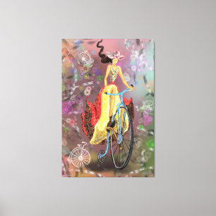 Impressão Em Tela Rapariga com bicicleta - Pintura de arte venenosa