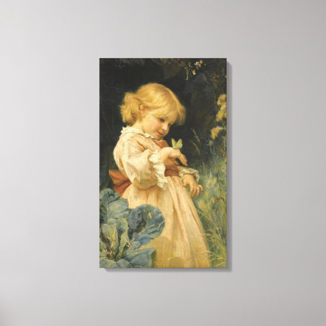 Impressão Em Tela Rapariga com Borboleta Amarela (por Frederick Morg (Frente)