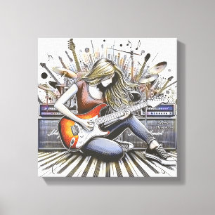 Impressão Em Tela Rapariga com vibrações musicais