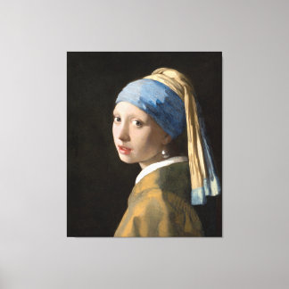 Impressão Em Tela Rapariga de Johannes Vermeer com pérolas