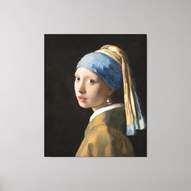 Impressão Em Tela Rapariga de Johannes Vermeer com pérolas (Frente)
