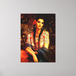 Impressão Em Tela Rapariga mexicana com Braids longos