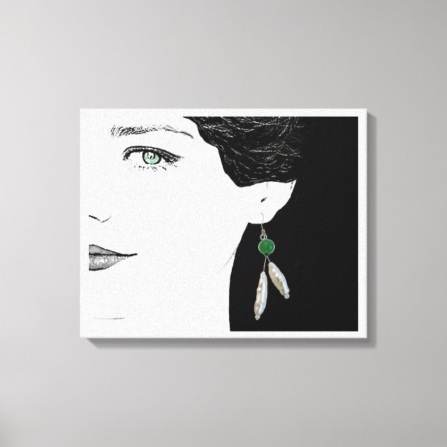 Impressão Em Tela Rapariga na arte da ilustração do brinco de pérola (Frente)