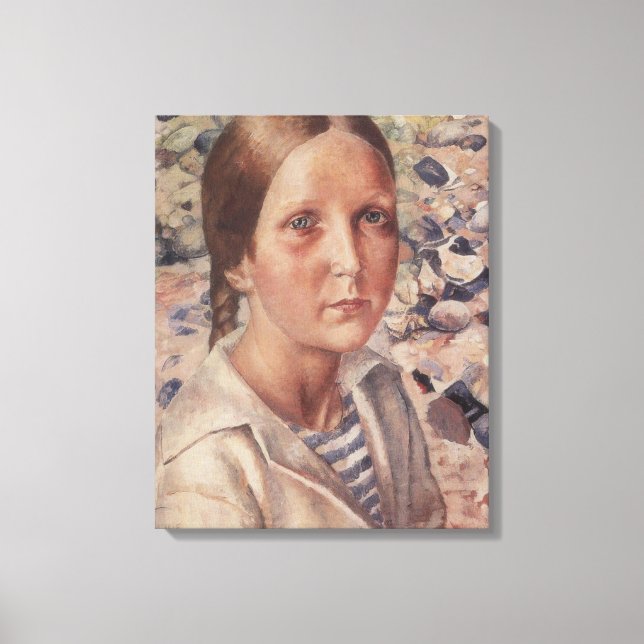 Impressão Em Tela Rapariga numa Praia de Pebble (Frente)