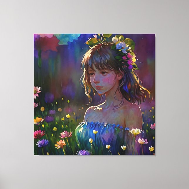 Impressão Em Tela *~ Raparigas Flores Selvagens AP56 Pintura Mágica (Frente)