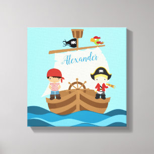 Impressão Em Tela Rapazes Piratas Bonitos e Um Nome Personalizado De